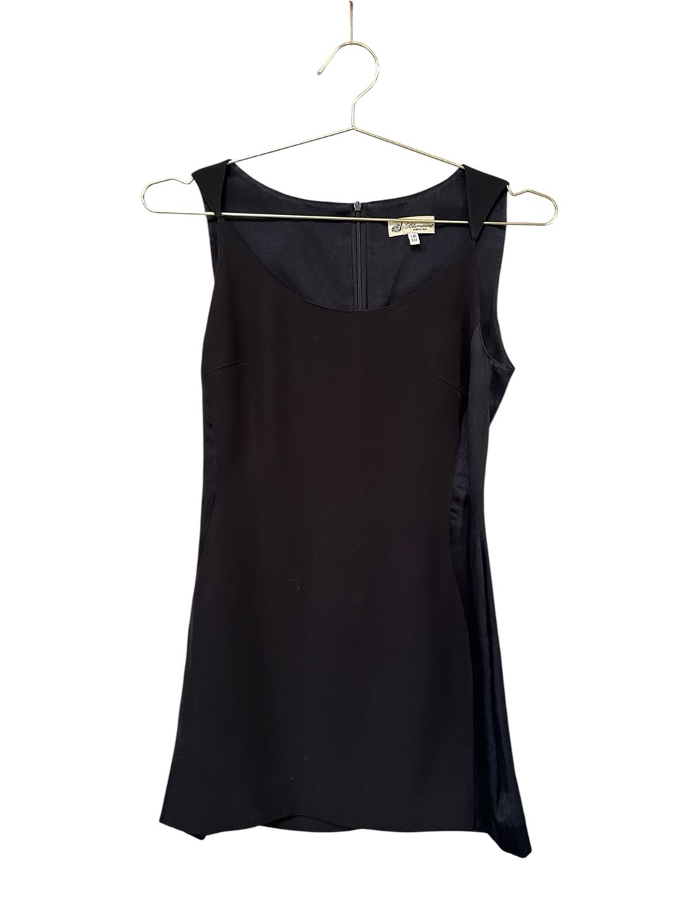 Vintage Blumarine Italy 100% Silk Satin Panel Minimalist Y2K LBD Dress 40 (Sz 4)